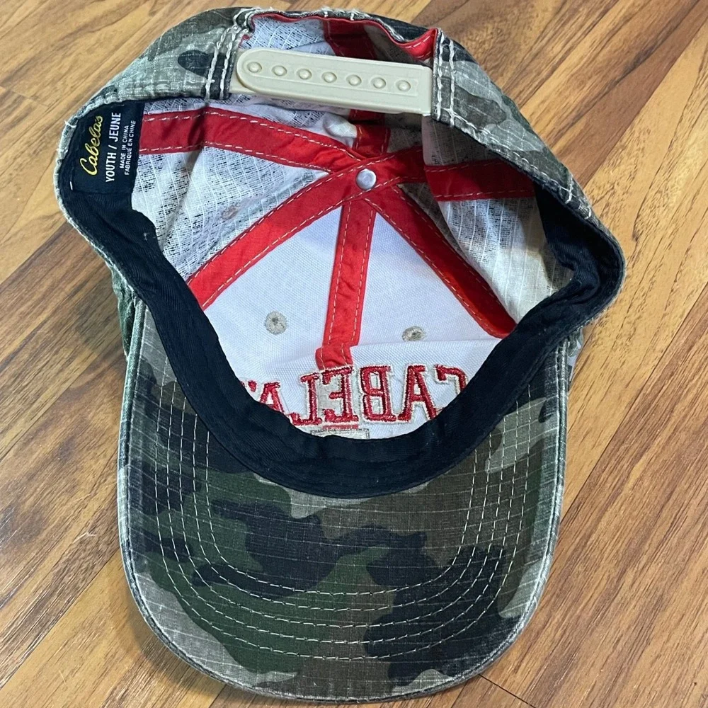 Cabelas Youth Hat Camo Legendary Outfitter Baseball Cap Adjustable Stars Flag